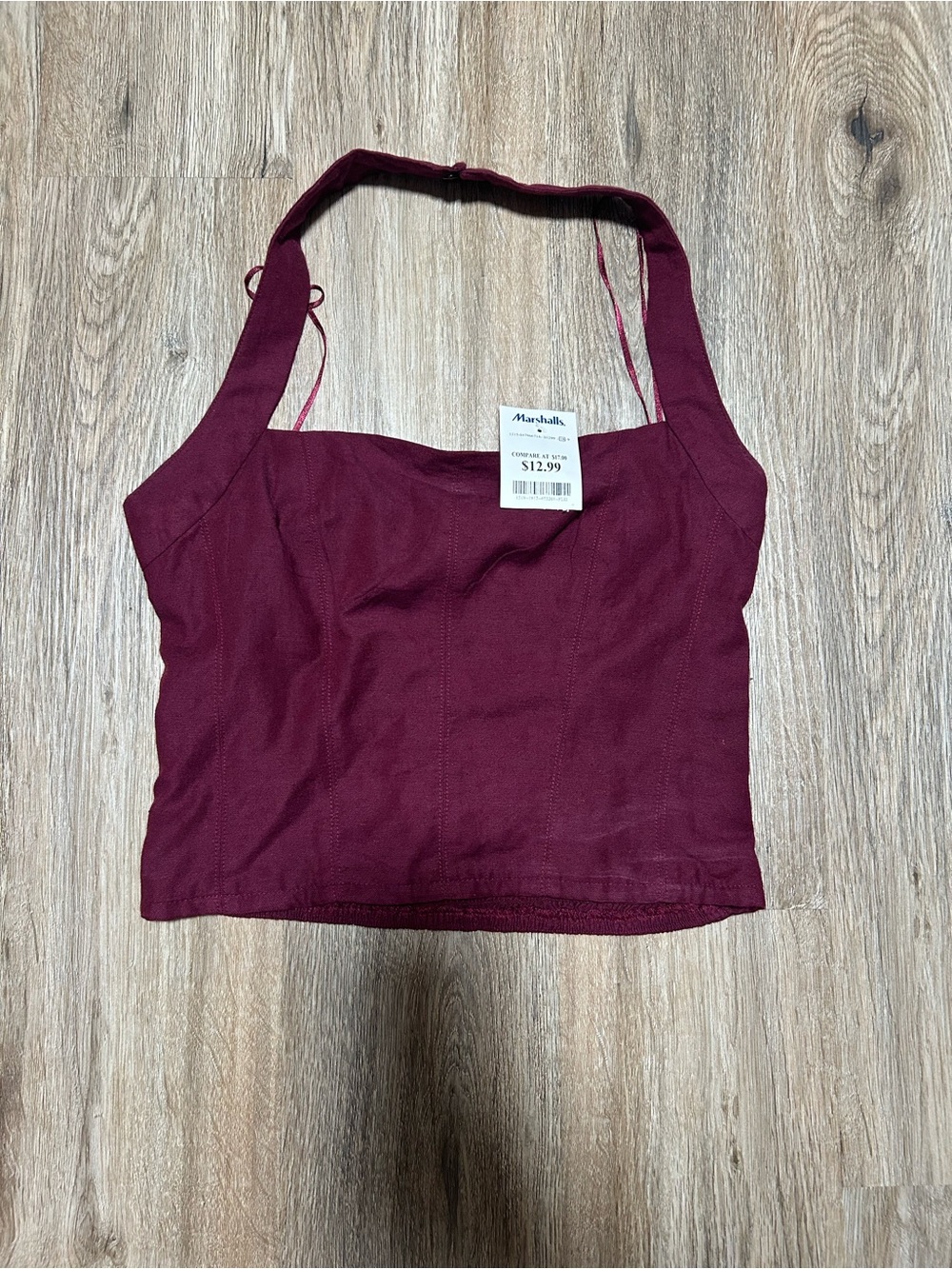 Marshalls Burgundy Halter Crop Tank Top